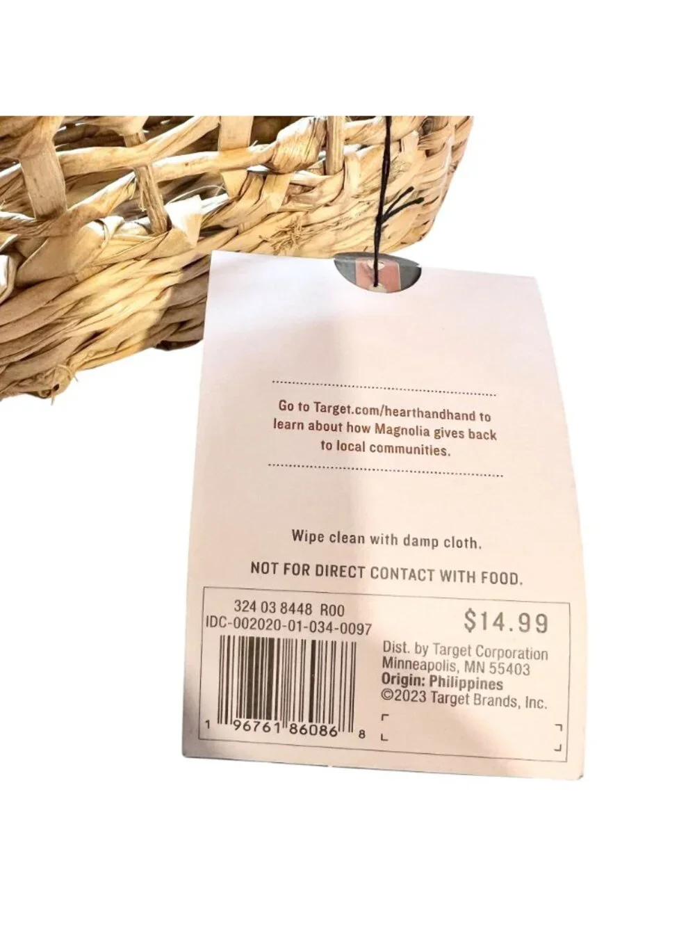 Hearth and Hand Woven Serve Basket Rustic Natural Straw Decorative Storage 16x5